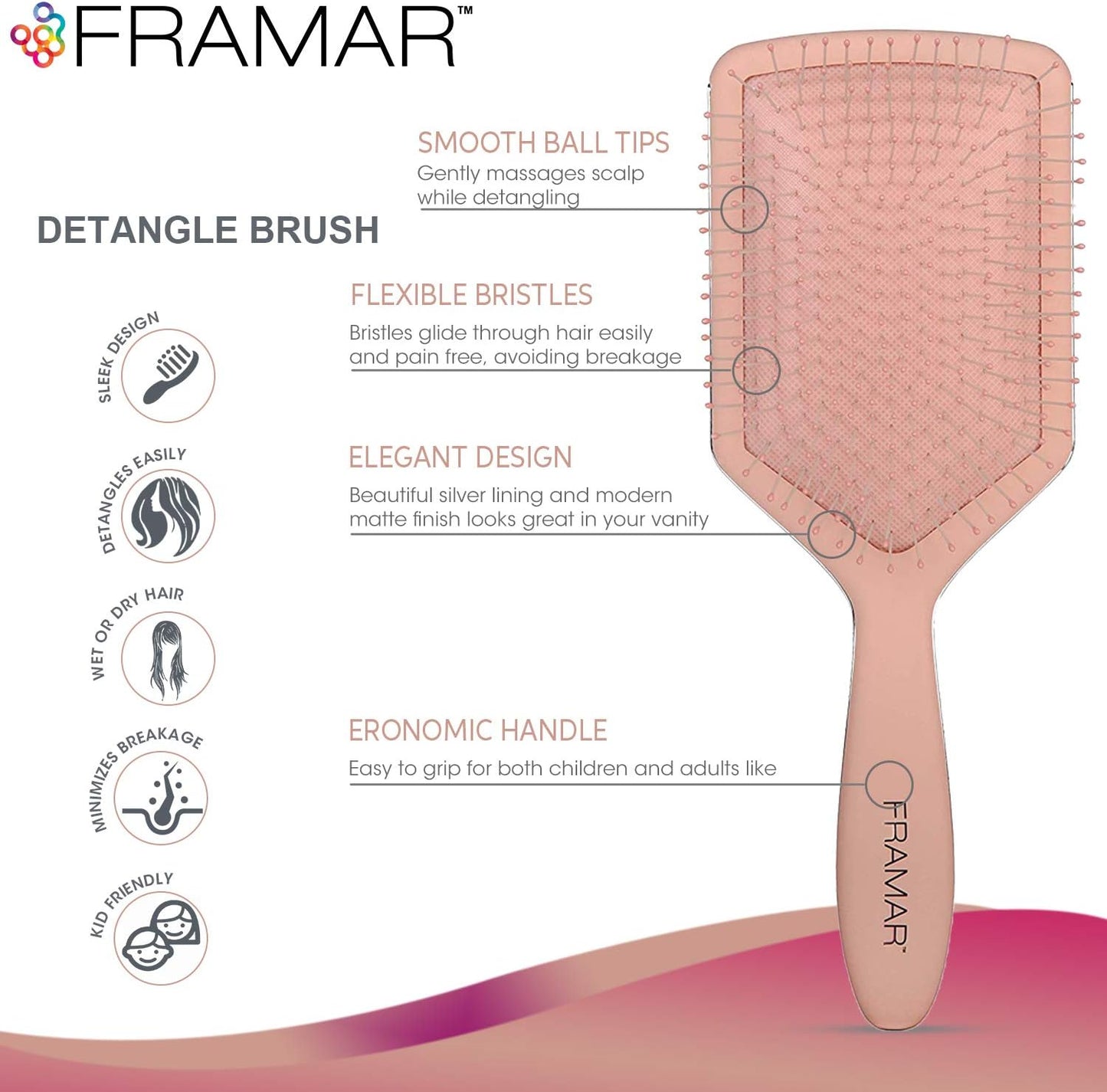 Spazzola Paddle per Capelli Grossi – Spazzole per Capelli Da Donna, Spazzola per Capelli Districante Donna, Spazzola per Capelli Ricci Districante, Spazzola per Capelli Ricci