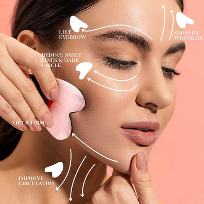 Gua Sha Giada Naturale - Massaggiatore Viso Rilassante E Rimodellante per La Vostra Pelle,Kit Rullo Di Giada Di Anti-Invecchiamento Naturale per Occhi, Viso, Collo
