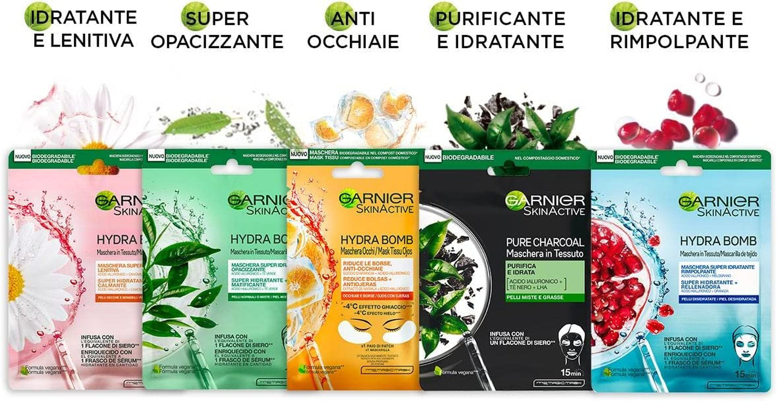 Maschera in Tessuto Hydrabomb, 5 Maschere in Tessuto, Ciascuna Con Un Effetto Diverso, per La Cura Della Pelle, Confezione Da 5