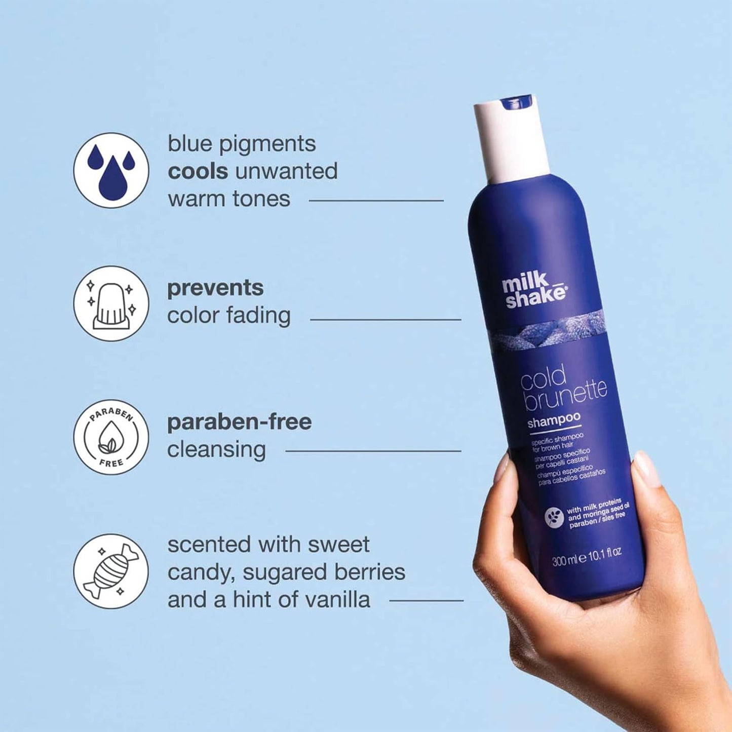 ® | Cold Brunette Shampoo | Shampoo Specifico per Capelli Castani | 300 Ml | Shampoo Con Pigmento Blu | Elimina I Riflessi Caldi Rosso, Arancione