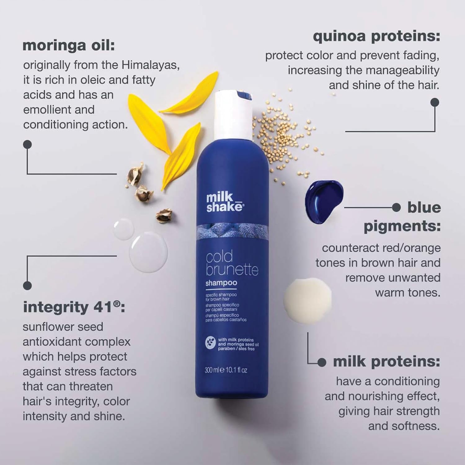 ® | Cold Brunette Shampoo | Shampoo Specifico per Capelli Castani | 300 Ml | Shampoo Con Pigmento Blu | Elimina I Riflessi Caldi Rosso, Arancione